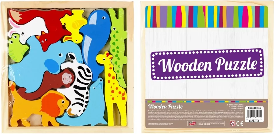 Układanka drewniana zwierzęta 12 elementów - tantis.pl