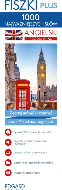 Fiszki PLUS. 1000 najważniejszych słów. Angielski Poziom A1-A2 - tantis.pl
