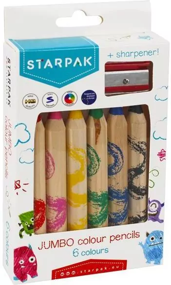 Kredki ołówkowe Jumbo z temperówką. 6 kolorów - tantis.pl