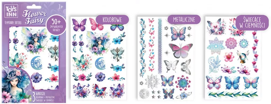 Tatuaże Flower Fairy Iris fiolet. ToysInn - tantis.pl