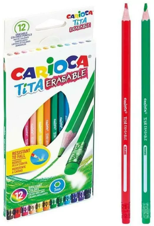 Kredki ołówkowe wymazywalne. 12 kolorów. - tantis.pl
