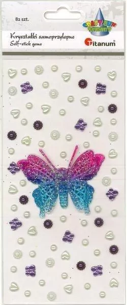 Kryształki samoprzylepne motyl 3D 75x60mm 82szt - tantis.pl