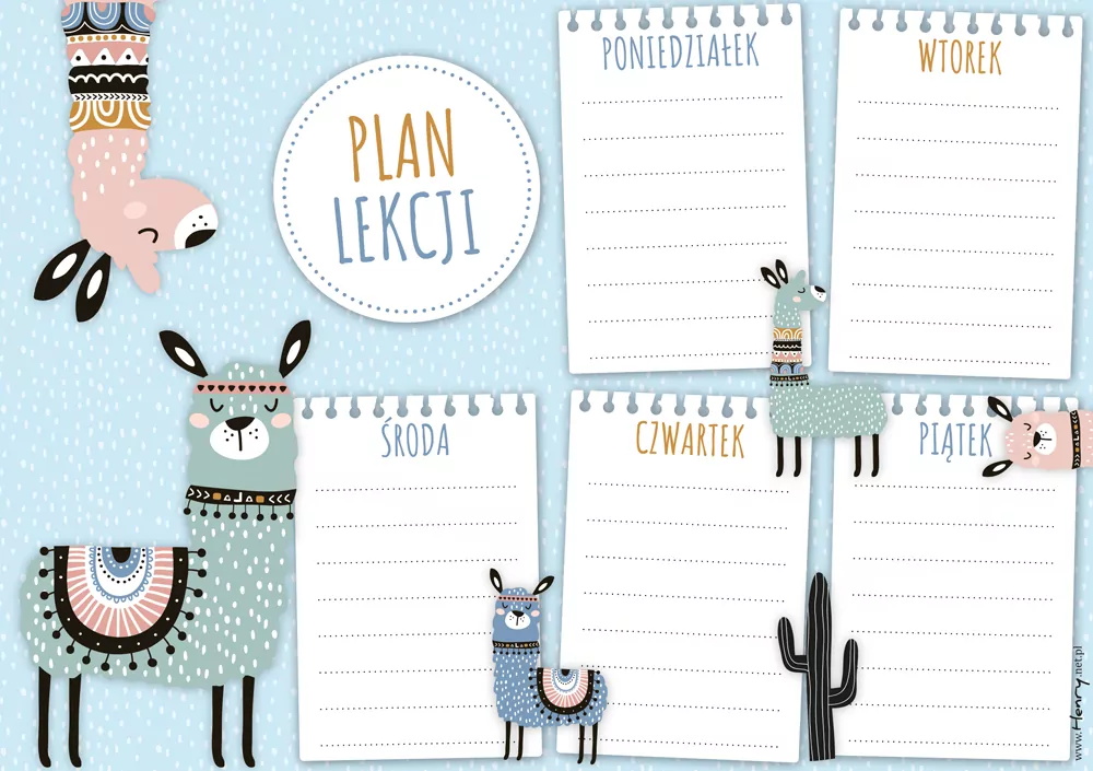 Plan lekcji. Lamy - tantis.pl
