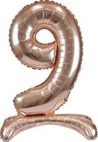 Balon foliowy stojąc. Cyfra 9. Różowe złoto 90cm - tantis.pl