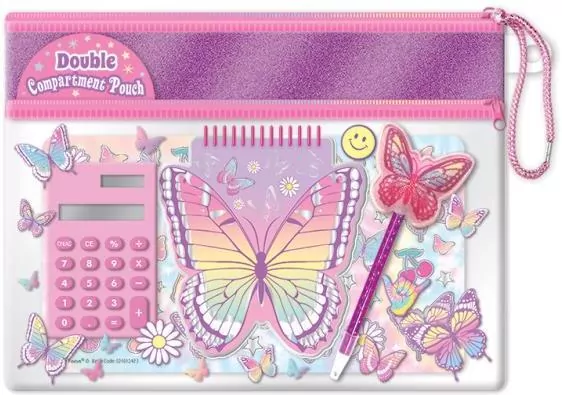 Zestaw z kalkulatorem w saszetce Motylki - tantis.pl