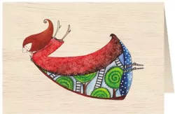 Karnet drewniany C6 + koperta: Kobieta w sukni