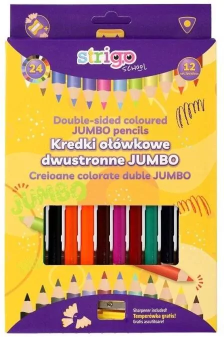 Kredki ołówkowe trójkątne Jumbo STRIGO - tantis.pl