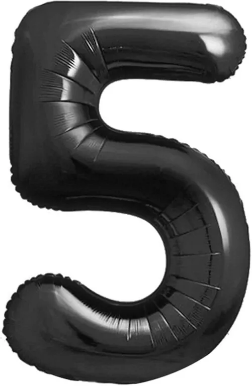 Balon foliowy B&C cyfra 5 matowa czarna 85cm - tantis.pl