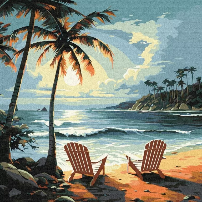 Malowanie po numerach - Świat dla dwojga 40x40cm - tantis.pl