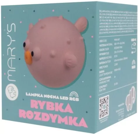 Lampka nocna LED Rybka rozdymka różowa - tantis.pl