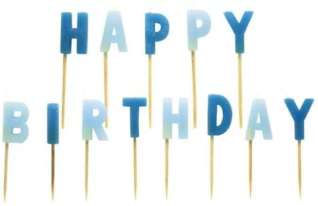 Zestaw świeczek happy birthday niebieskie - tantis.pl