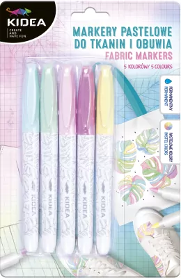Markery do obuwia i tkanin. Pastel 5 kolorów
