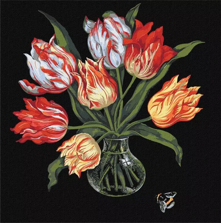 Malowanie po numerach - Eleganckie tulipany 40x40 - tantis.pl