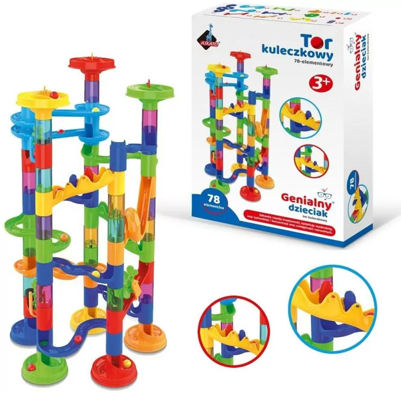 Tor kuleczkowy. 78 elementów. Genialny dzieciak - tantis.pl