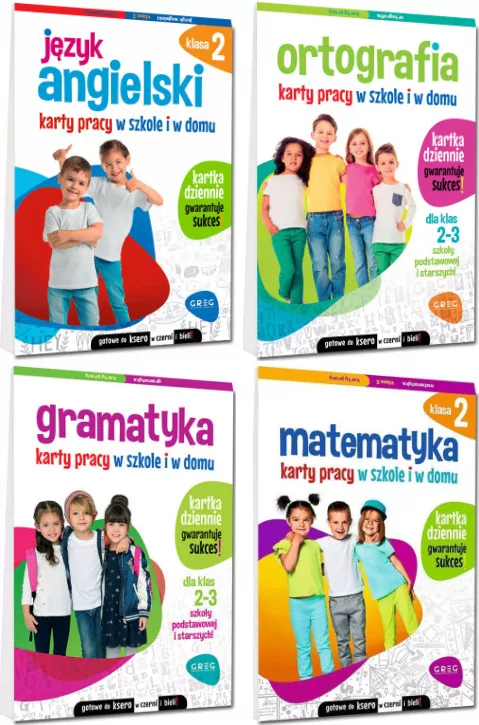 Pakiet: Język angielski/ Ortografia/ Gramatyka/ Matematyka. Karty pracy w szkole i w domu - tantis.pl