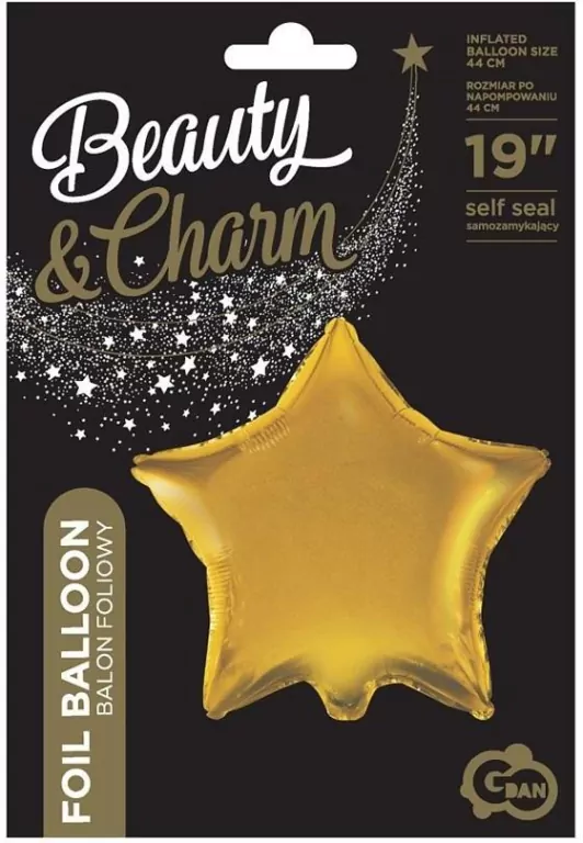 Balon foliowy B&C Gwiazda złota, matowa 44cm - tantis.pl