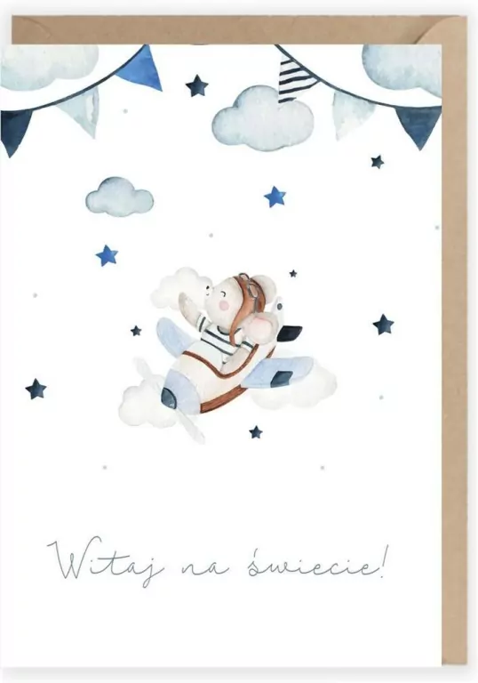Kartka z okacji narodzin chłopiec K103 - tantis.pl