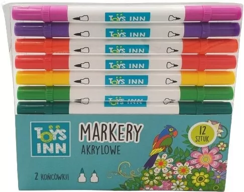 Markery akrylowe 2 końsówki, 12 sztuk. ToysInn - tantis.pl