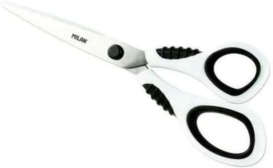 Nożyczki biurowe. 20,5cm czarno-białe.