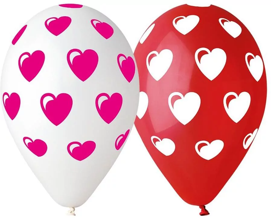 Balony Gemar serduszka czerwone/ białe 30cm - tantis.pl