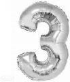 Balon foliowy cyfra 3 Beauty&Charm srebrna 92cm - tantis.pl