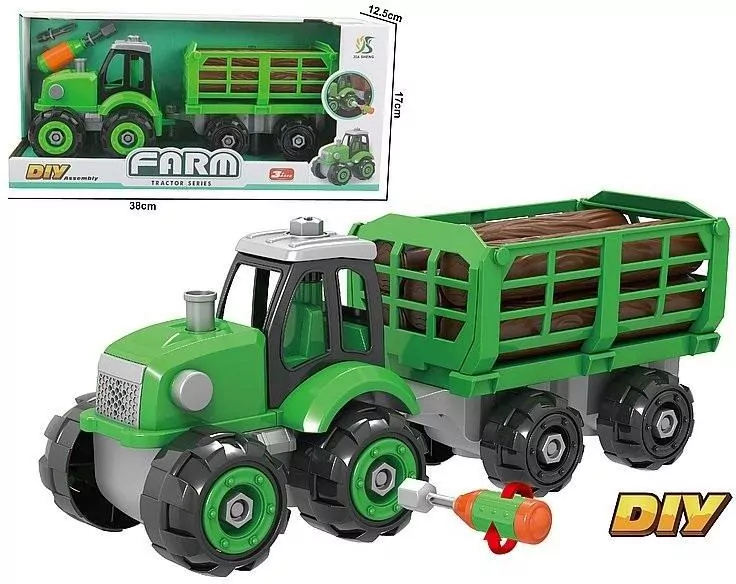 Traktor z przyczepą do skręcania ze śrubokrętem - tantis.pl