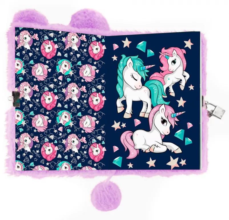 Pamiętnik pluszowy z kłódką Unicorn DERFORM - tantis.pl