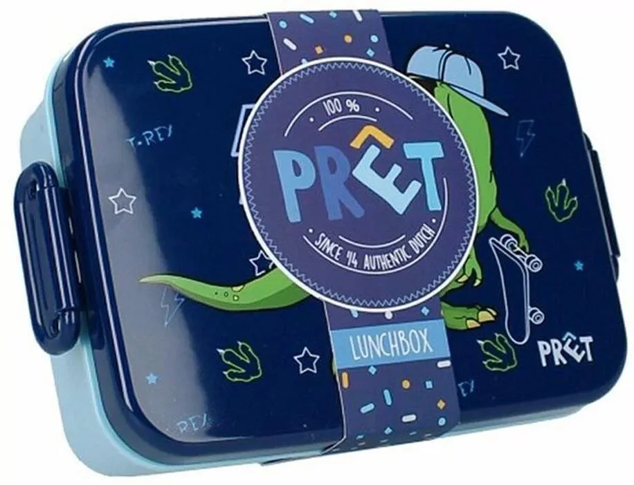 Śniadaniówka z przegródką. Dino T-Rex Navy Pret - tantis.pl