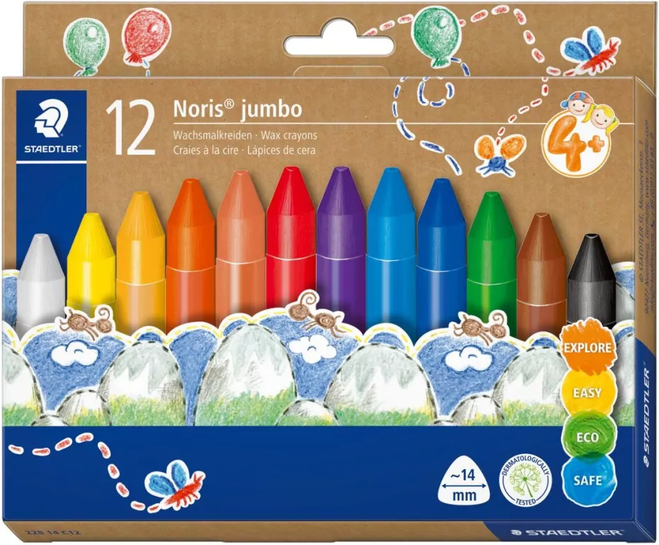 Kredki woskowe trójkątne Jumbo Noris 12 kolorów Staedtler - tantis.pl
