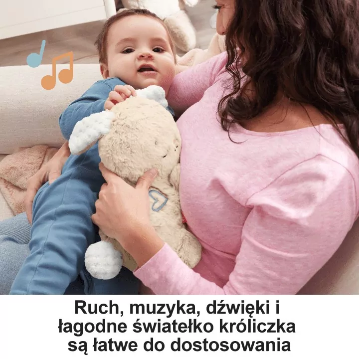Fisher-Price. Przytulanka Śpiący Króliczek dźwięk - tantis.pl