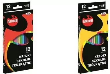 Kredki szkolne trójkątne 12 kolorów MONA - tantis.pl