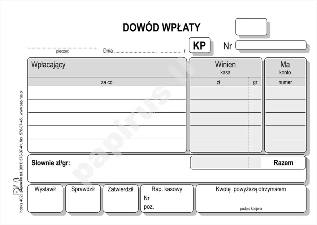 Dowód wpłaty wielokopia A6 - tantis.pl