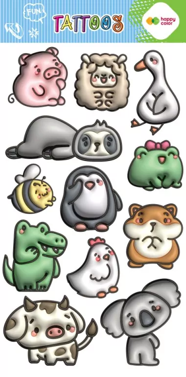 Tatuaże zmywalne Bubble Animals HAPPY COLOR - tantis.pl