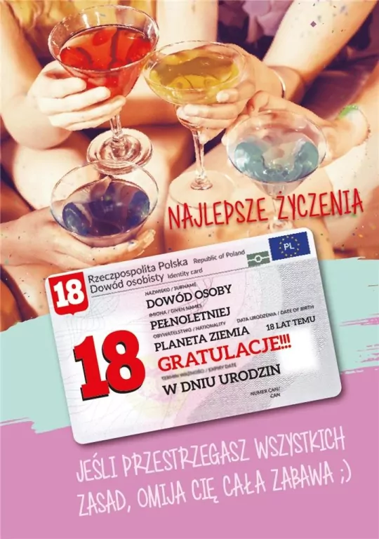 Karnet Urodziny Osiemnastka Gift-M - tantis.pl