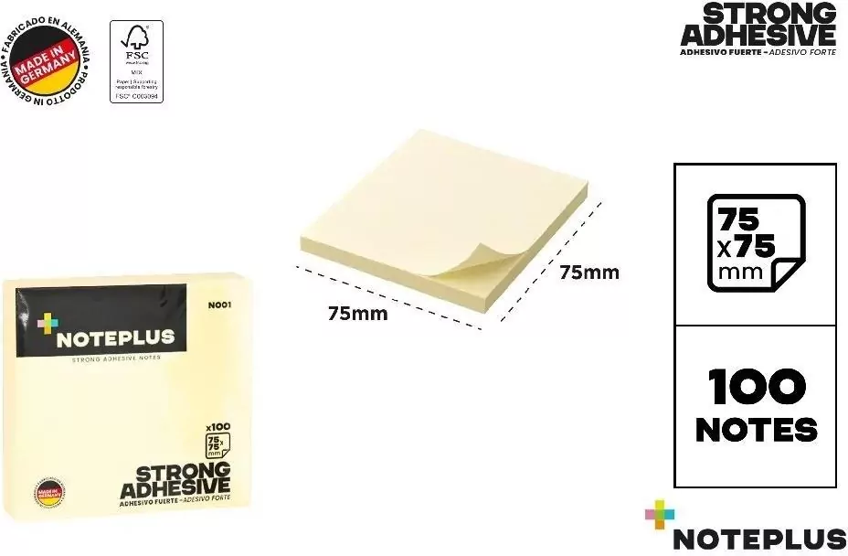 Karteczki samoprzylepne 75x75mm 100K żółte - tantis.pl