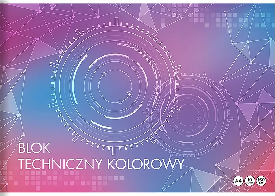 Blok szkolny techniczny. Kolorowy A4 10 kartek 160g - tantis.pl