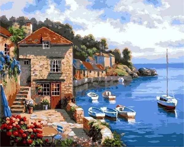 Malowanie po numerach - 40x50cm Taras nad morzem - tantis.pl
