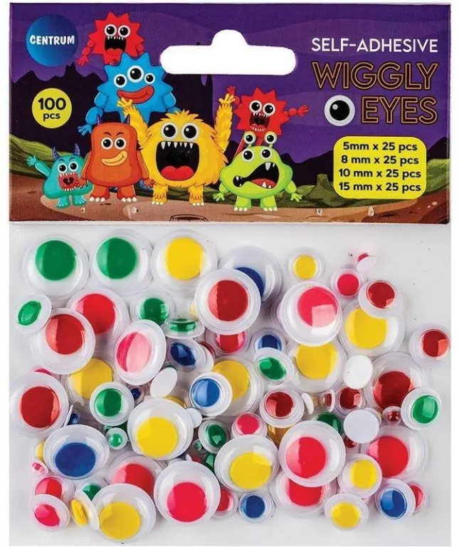 Ruchome oczka samoprzylepne kolorowe mix 100szt - tantis.pl