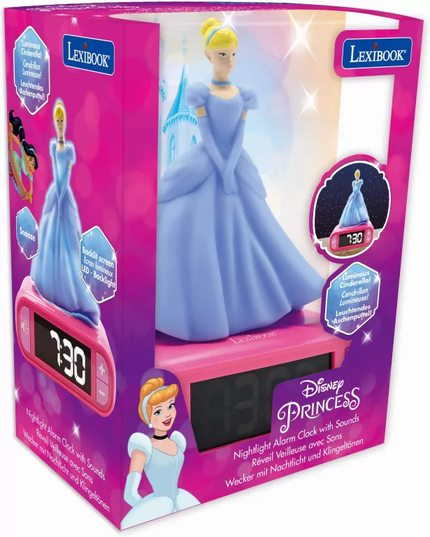 Budzik cyfrowy z lampką nocną Księżniczki i efektami dźwiękowymi RL800DP - tantis.pl