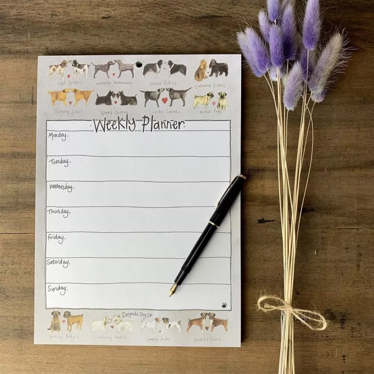 Tygodniowy planer A4/60K Urocze pary psów - tantis.pl