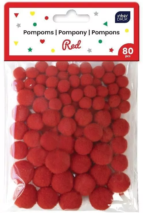 Pompony do dekoracji 80szt Red - tantis.pl