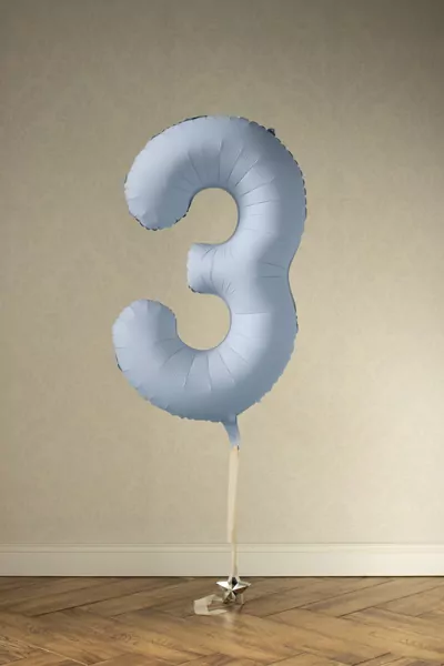 Balon foliowy cyfra 3 86cm mglisty niebieski - tantis.pl