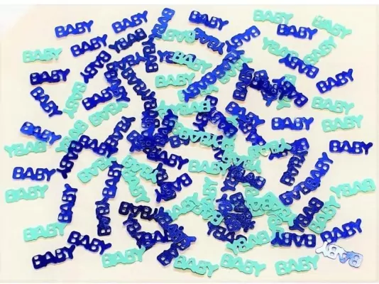 Konfetti metalizowane Happy Birthday niebieskie