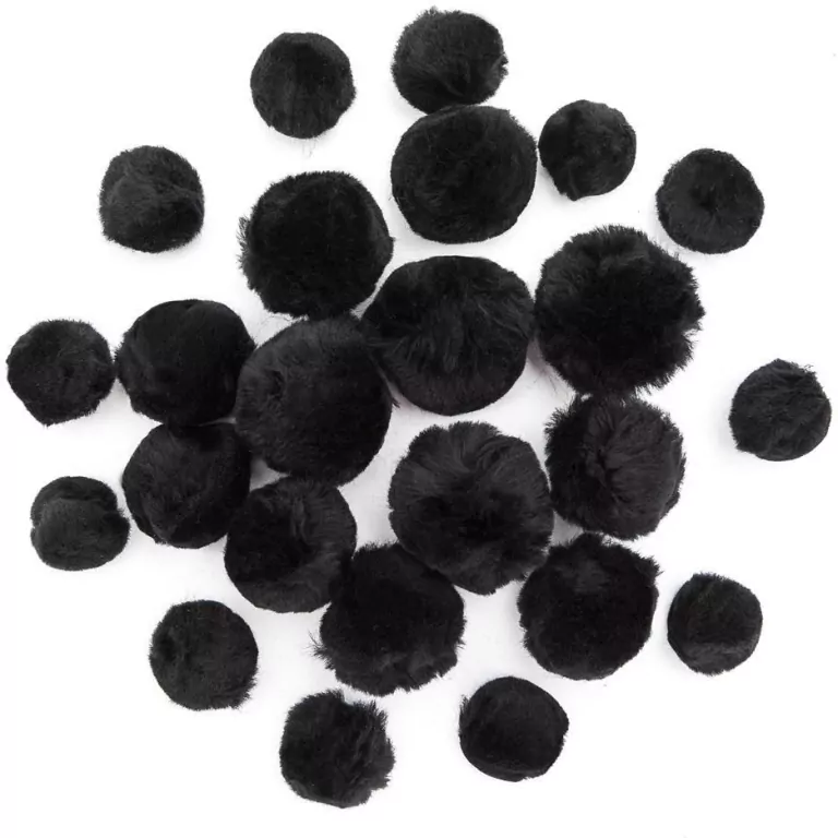Pompony akrylowe mix czarne 24szt - tantis.pl