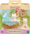 Zestaw wózek z bliźniakami królików z czekoladowymi uszkami. Sylvanian Families - tantis.pl
