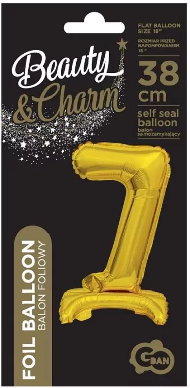 Balon foliowy B&C Cyfra stojaca "7" złota 38cm - tantis.pl