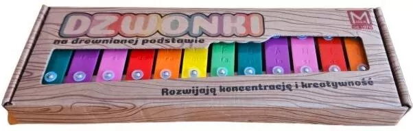 Dzwonki 12-tonowe kolorowe na drewnianej ramie - tantis.pl