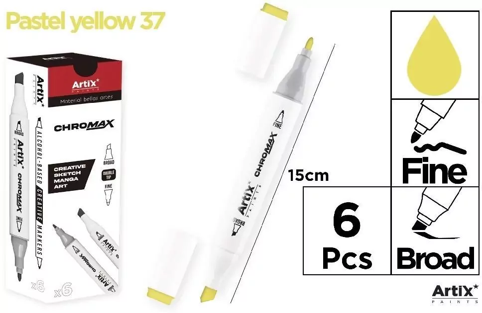 Marker Chromax z 2 końcówk pastel yellow 37 - tantis.pl