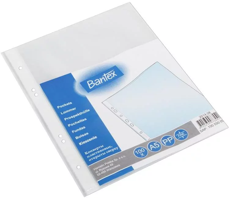 Koszulka na dokumenty Bantex A5 100 sztuk groszkowa (201408) - tantis.pl