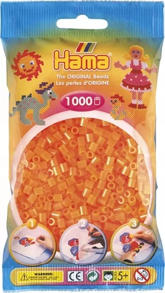 Hama Midi Koraliki w woreczku 1000 pomarańczowe neonowe - tantis.pl